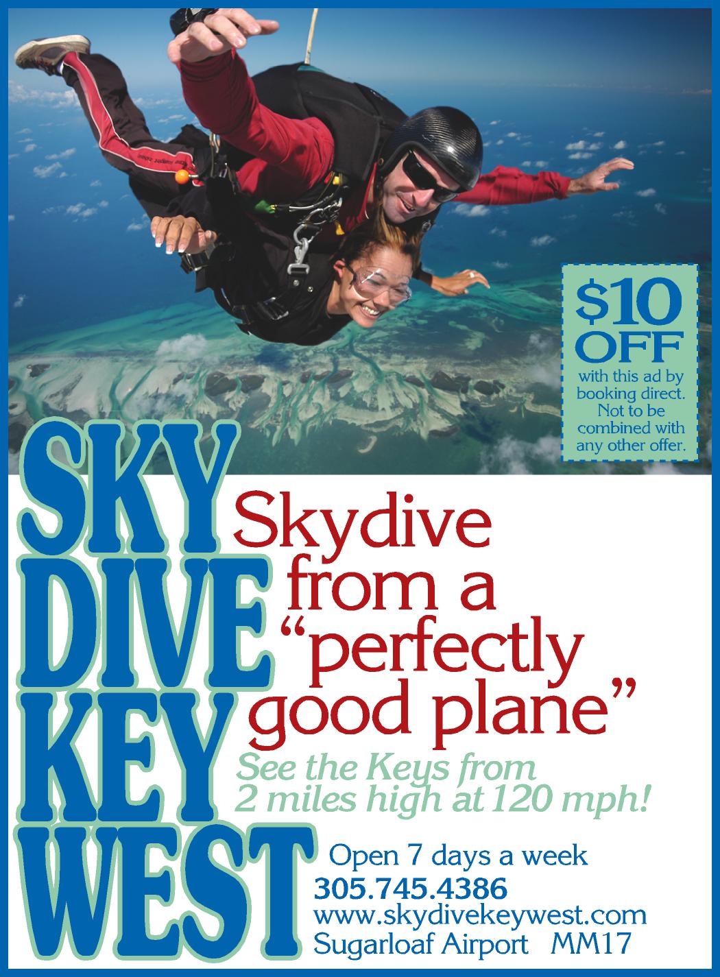 Sky Dive Key West Ad Key West Florida Keys Money Saving Discount Coupons